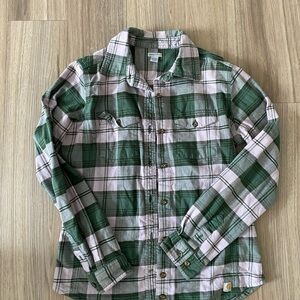 Carhartt Green and White Plaid Casual Shirt